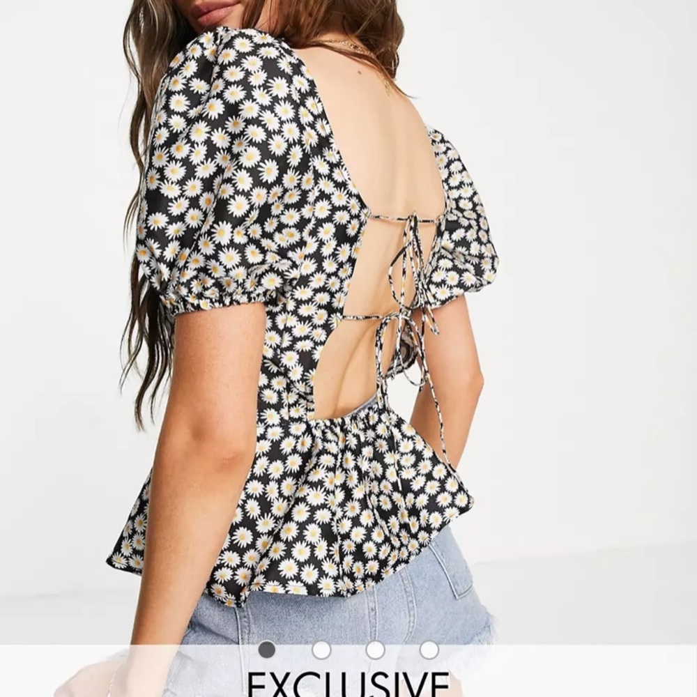ASOS daisy peplum open back top